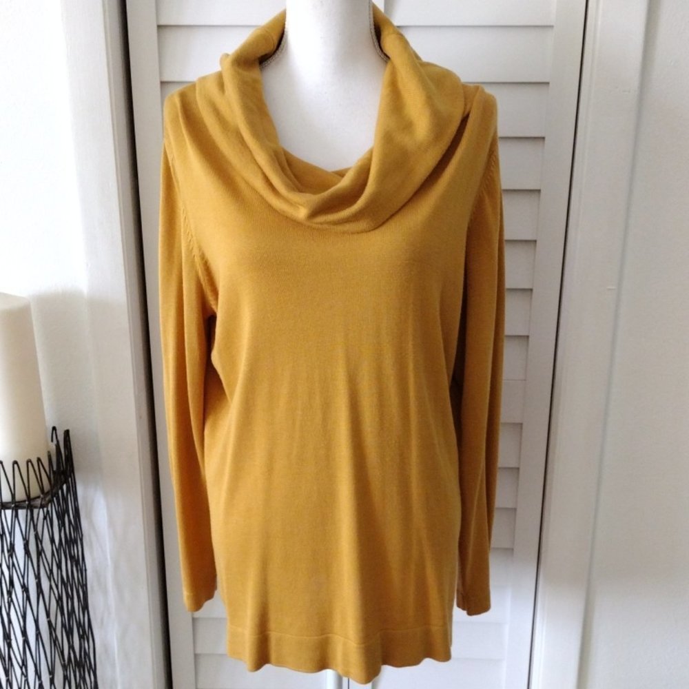 Jaclyn Smith mustard yellow‎ soft long sleeve tunic sweater Sz XL
